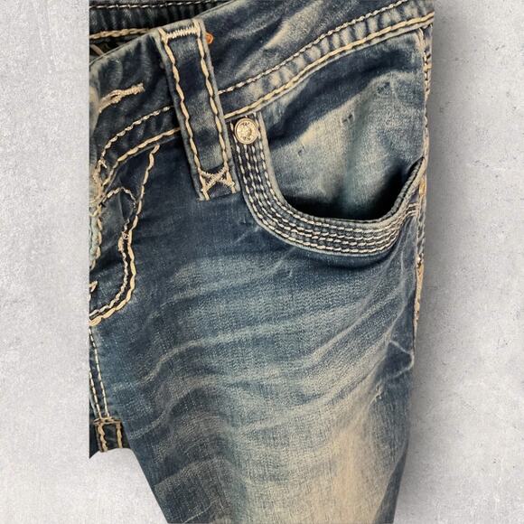 Rock Revival Daly Alt Women’s 26 Straight Leg Distressed Bling Denim Jeans - Picture 12 of 14